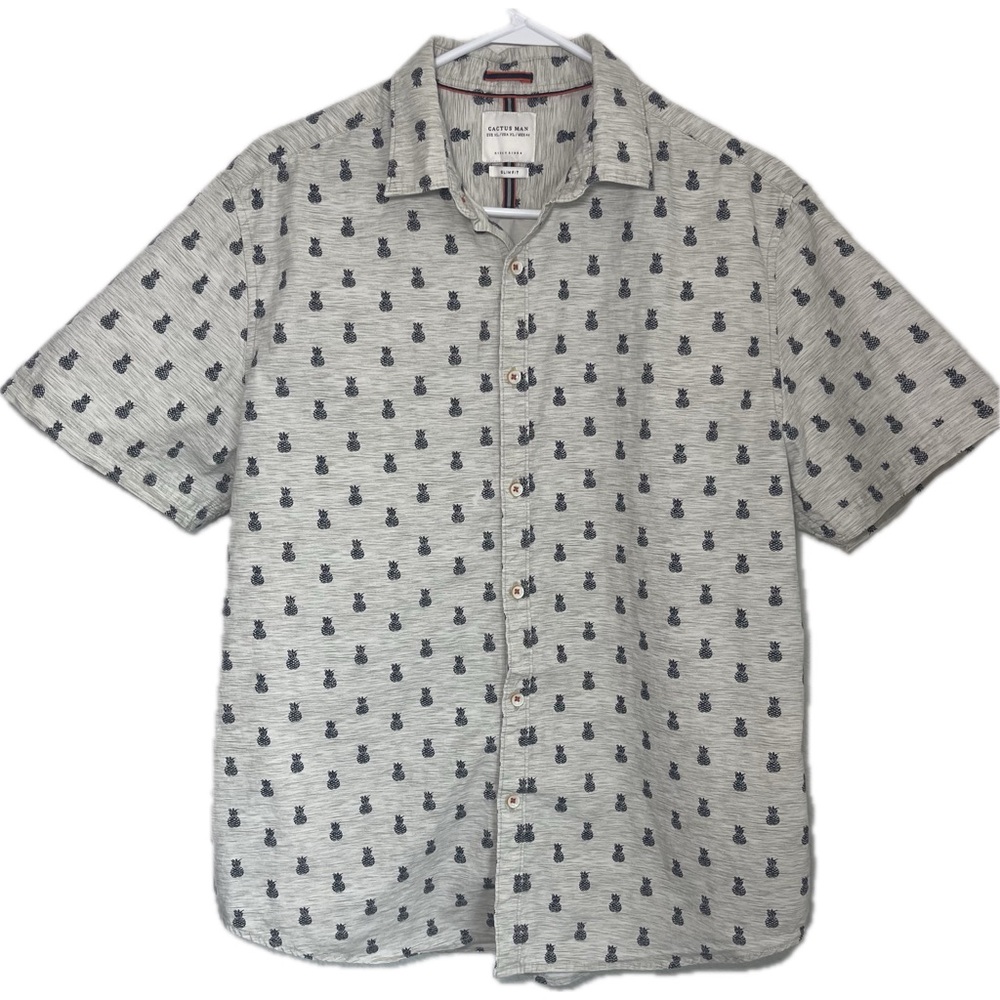 Cactus Man Slim Fit Button Pineapple Shirt Men Size XL